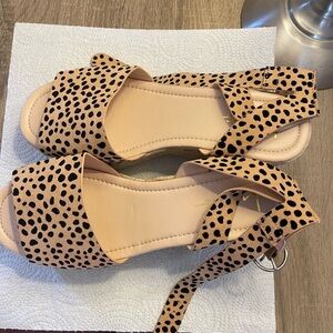Elyse Tan &black Cheetah Print Platform Espadrille Women's Sandals| size 8